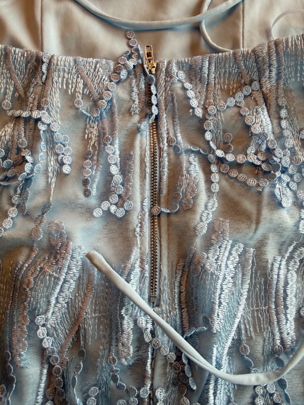 Lulu's Making Magic Light Blue Fringe Lace Up mini Dress - size small - Picture 8 of 10